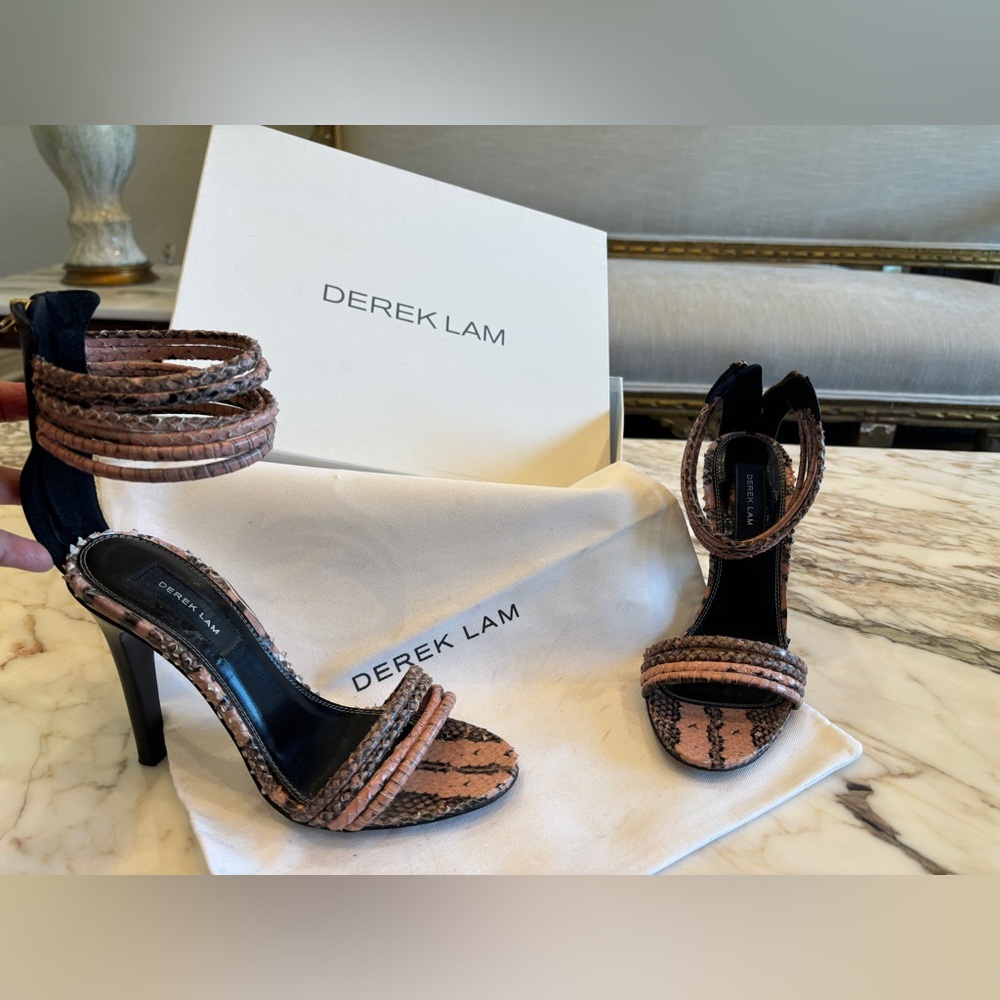 Derek Lam - Ankle Strap Heels - Made in Italy- Fallon- Snake Print